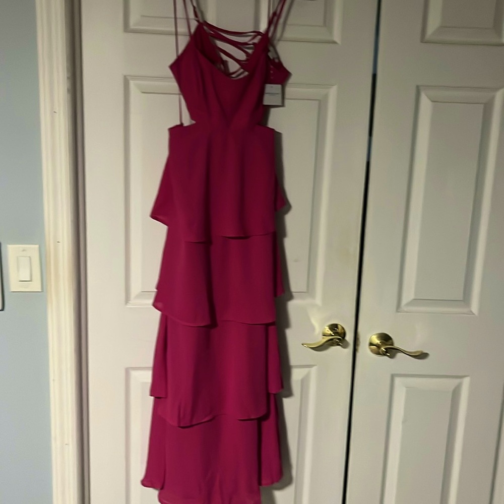 American Eagle Pink Ruffled cut-out maxi dress